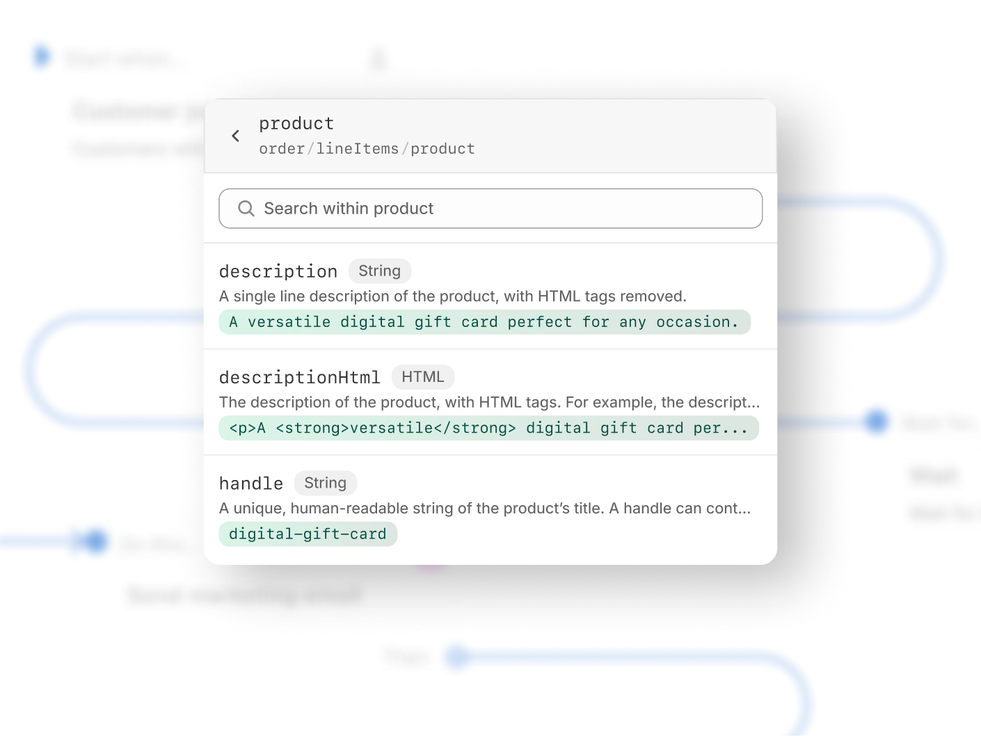 An admin view of a Flow for setting up digital gift cards.